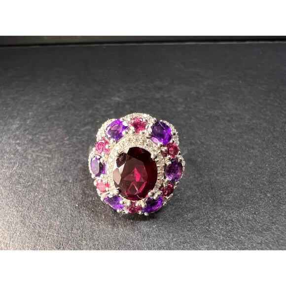 NEW rhodolite garnet and amethyst ring in sterling silver size 7 - Picture 14 of 16